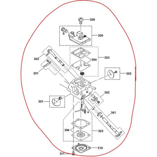 [125.153.200] Carburateur complet Dolmar PS35 - Makita ea3200s dm29, 125153200, 125.153.200, 1688495, 168849-5