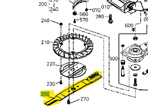 [W21TS00169] Lame soufflante tondeuse Kubota W721 - W821, W21TS00988, W21TS-00988