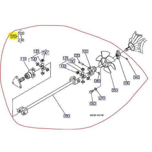 [66101-81810] Cardan complet KUBOTA G1900S à  partir du num. de série 11542, 6610181810, 66101-8181-0