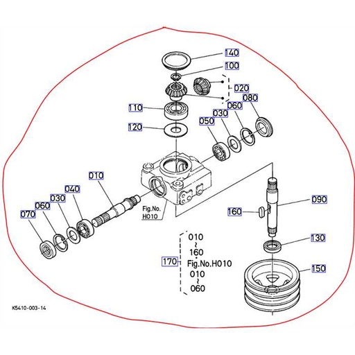 [K5410-71050] Carter de renvoi angle complet KUBOTA RCK48 - G18 - G21, K5410-7105-4, K541071050, K5410-71054, K541071054