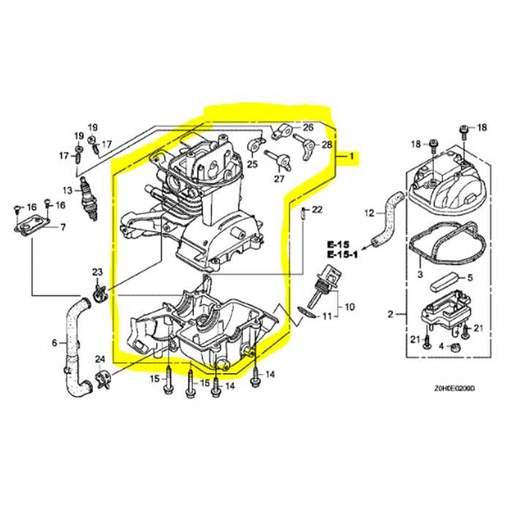 [10100-Z0H-415] Carter moteur HONDA GX25, 10100-Z0H-415