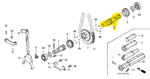 [23371-734-800] Arbre de roue droit HONDA F420-f510-f560, 23371-734-800, 23371734800