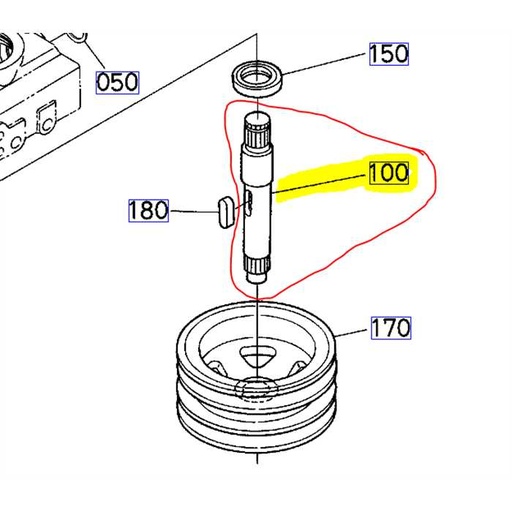 [K5410-71270] Arbre central de plateau de coupe KUBOTA rck48 grec2, K541071270, K5410-7127-0