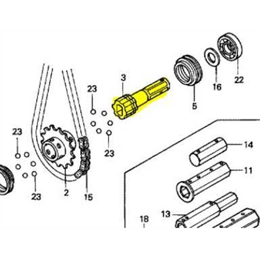 [23381-734-800] Arbre de roue gauche HONDA F420-f510-f560, 23381-734-800