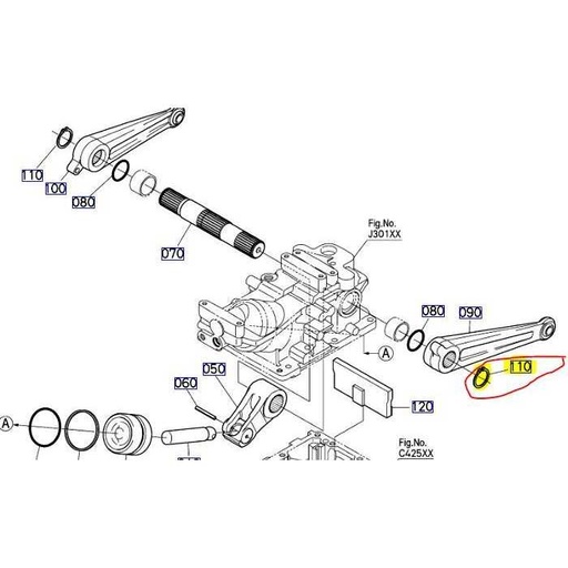 [04612-00350] Circlips bras de relevage supérieur KUBOTA B, 0461200350, 04612-0035-0