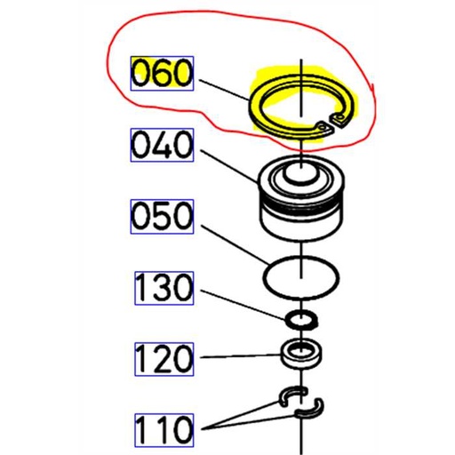 [04611-00750] Circlip exterieur KUBOTA, 0461100750, 04611-0075-0