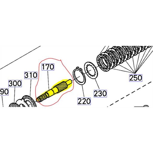 [K1253-14266] Arbre de prise de force KUBOTA GR2100, K125314266, K1253-1426-6