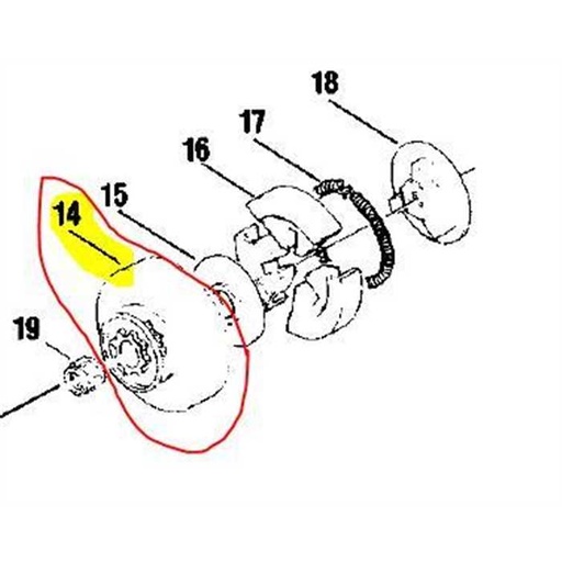 [A055-000040] Cloche embrayage 3/8LP SHINDAIWA 301-345-350, 2211551110, 22115-51110, A055000040, SI2211551110