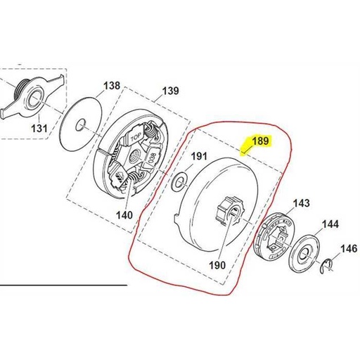 [957.223.092] Cloche d'embrayage Dolmar PS6400-PS7300-PS7900, 957223092, 957.223.092