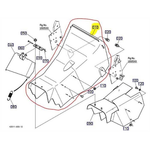 [K2011-57114] Conduit évacuation herbe KUBOTA GZD15-GZD21, K2011-5711-4, K201157114, K2011-57112, K2011-5711-2, K201157112