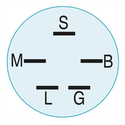 [18450065/1] Contacteur à  clé 3 positions 5 bornes adaptables pour CASTELGARDEN TC et TCP. Remplace origine: 18, 230-0807, 2300807