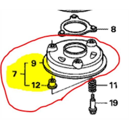 [75100-VA4-010] Coupolle de support de frein de lame HONDA HRH536, 75100VA4010, 75100-VA4-010