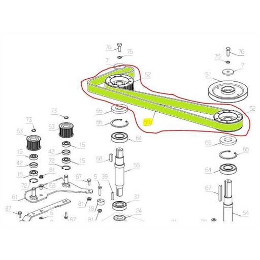 [ET51943] Courroie de lame crantée Etesia HVHP 2 - HVHPX2 à  partir du numéro 201777, 51943, ET51943