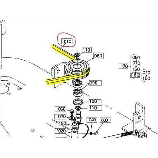 [70713-34770] Courroie KUBOTA RC40GE-RC40GR, 7071334770, 70713-3477-0