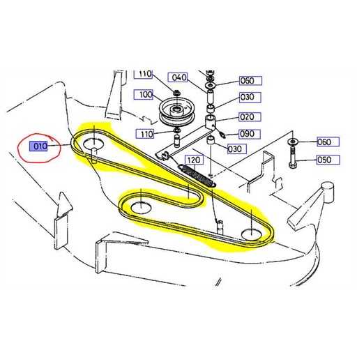 [66091-61650] Courroie KUBOTA coupe rc44lt 3 lames, 6609161650, 66091-6165-0