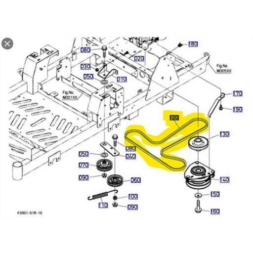 [K3003-13560] Courroie avancement Hydrostatique Kubota Z122R, K300313560, K3003-1356-0