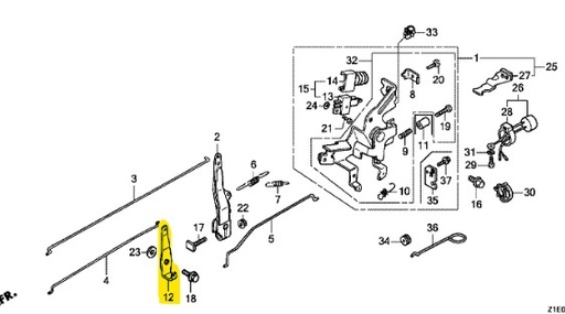 [16619-ZF5-000] Levier de raccord de starter Honda GXV390, 16619ZF5000