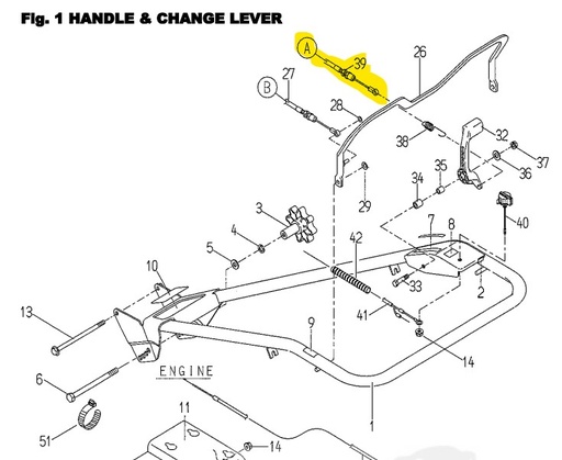 [83-1260-938-00] Cable différentiel Motoculteur Orec SF60E, 83-1260-938-00, 0016-73100