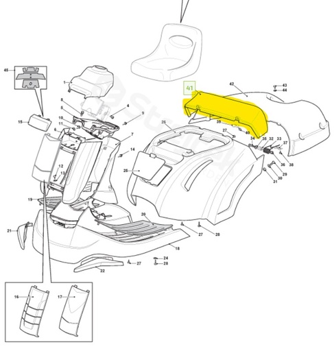 [327110575/0] Couvercle supérieur bac tondeuse Castelgarden PA135C72H, 327110575/0, 3271105750