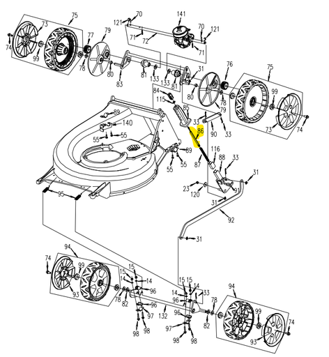 [MZ5352100609] Tige de commande verrouillage hauteur de coupe GTM535, MZ5352100609, 5352100609