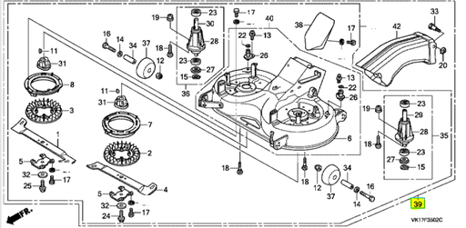 [80663-VK1-003] Carter de lame complet HONDA HF2417 série K1 à K5, 80663-VK1-003, 80663VK1003, 80663-VK1-013, 80663VK1013