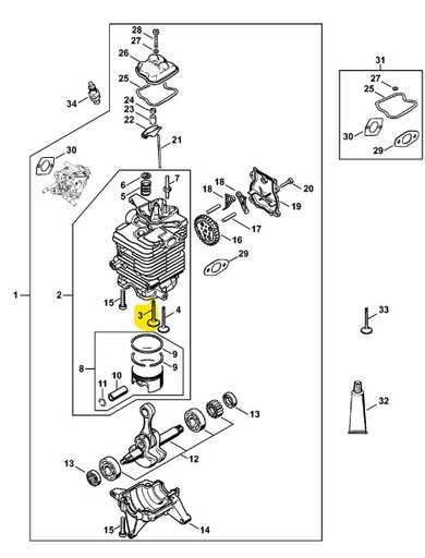 [4282-025-1801] Soupape d'admission Stihl BR600, 4282-025-1801, 42820251801