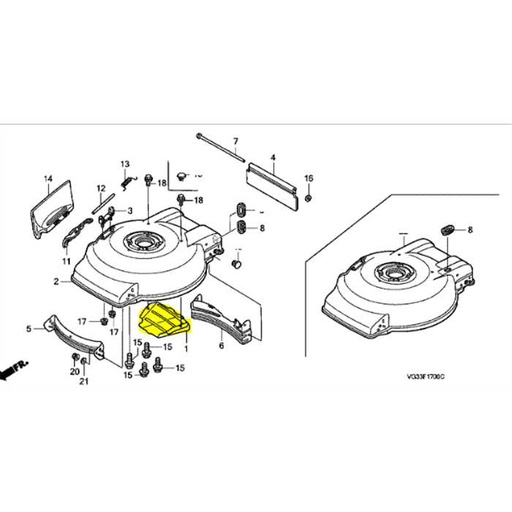 [63610-VG3-B00] Couvercle protection de courroie HONDA HRS mulching, 63610-VG3-B00