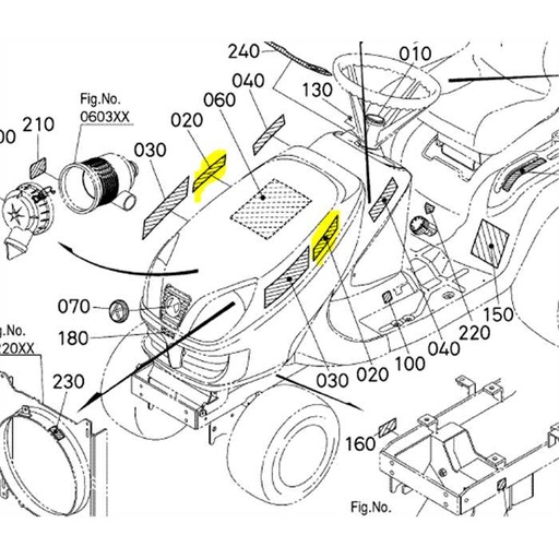 [K1244-6513-3] Autocollant KUBOTA -- GR1600-II -- par pièce, K124465133, K1244-65133, K1244-6513-0, K124465130, K1244-65130