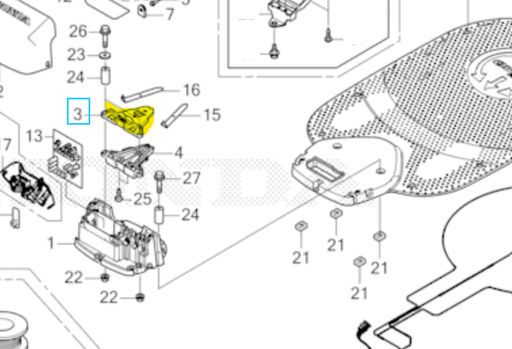 [31222-VP9-000] Couvercle sup. prise charge HRM3000, 31222-VP9-000