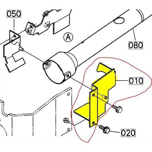 [K2063-22550] Couvercle avant gauche cardan de prise de force Kubota G23-G26, K206322550, K2063-2255-0