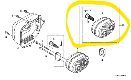 [18300-Z8A-000] Pot d'échappement avec pare étincelles Honda HRX537, 18300-Z8A-000, 18300Z8A000