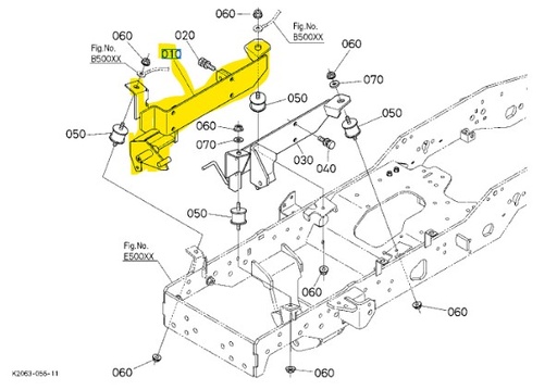 [K2053-22125] Support Moteur Kubota G23HD, K2053-22125, K2053-2212-5, K205322125, K2053-22124, K205322124