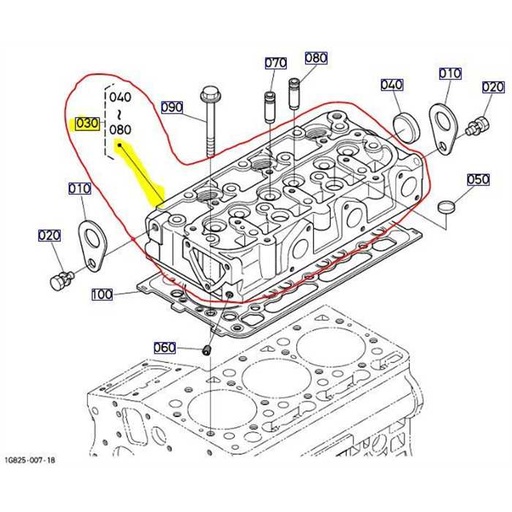 [1G826-03040] Culasse complète KUBOTA G23 - D902, 1G82603040, 1G826-0304-0, 1G826-03040