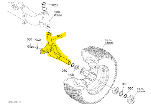 [K2054-15160] Pivot de fusée gauche Kubota G231HD, K2054-15160, K205415160, K2054-1516-0