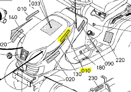 [K1270-65130] Autocollant de capot KUBOTA indication ' GR-2120 ', K127065130, K1270-65132, K127065130, K127065132