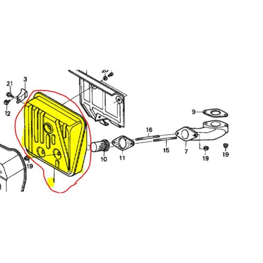[18310-ZE9-003] Échappement côté exterieur HONDA GXV310 - GXV340, 18310ZE9003, 18310-ZE9-003