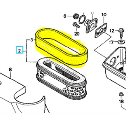 [17218-896-505] Filtre mousse prefiltre HONDA F210, 17218896751, 17218-896-751, 17218-896-305