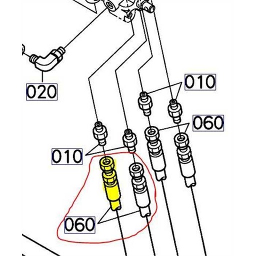 [K6073-64830] Flexible de cylindre KUBOTA GCK500 a la pièce, K607364830, K6073-6483-0