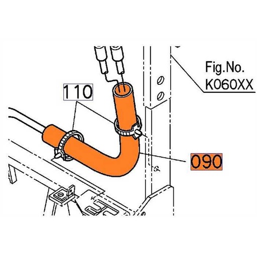 [K6073-64980] Manchon de protection flexible de cylindre KUBOTA GCK500, K607364980, K6073-6498-0