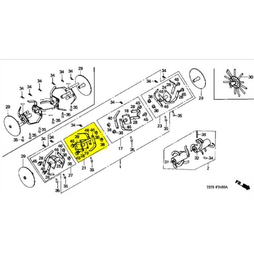 [72120-729-670ZA] Fraise complète droite FG200-f210, 72120-729-670B, 72120-729-670ZA