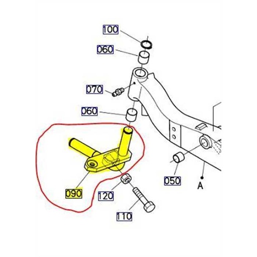 [K2063-15174] Fusée de roue avant droite KUBOTA G23-G26, K206315174, K2063-1517-4