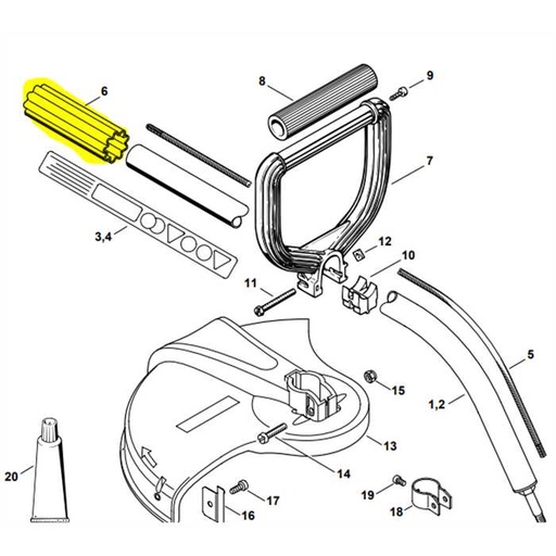 [0000-711-2500] Gaine pour flexible STIHL FS45, 00007112500, 0000.711.2500, 0000 711 2500