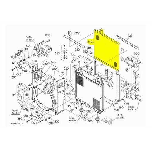 [K2581-85414] Grille protection radiateur KUBOTA G23, K258185414, K2581-8541-4, K2581-85413, K258185413