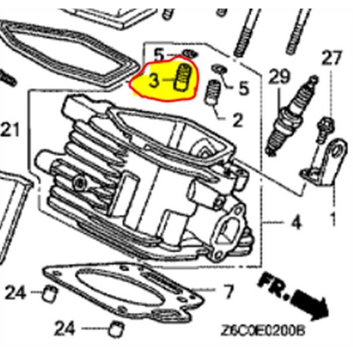 [12205-ZJ1-405] Guide soupape échappement HONDA GX(v)610a670, 12205ZJ1405, 12205-ZJ1-405