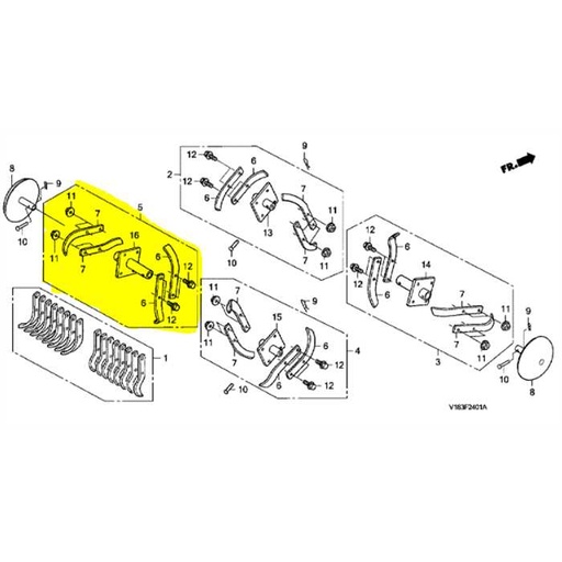 [72230-V18-650] Jeux de fraise côté droit HONDA FG205 exterieur, 72230-V18-650