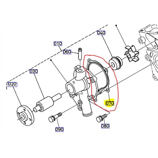 [16871-73430] Joint de pompe a eau KUBOTA G18 - GR1600-II - moteur Z482, 15881-73432, 19883-73431, 1687173430, 1588173432, 1988373431