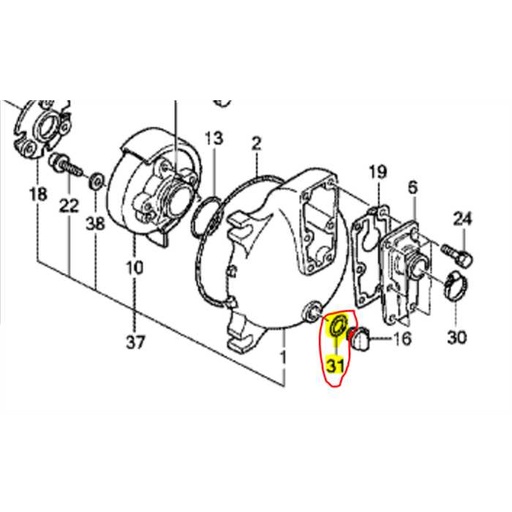 [91351-YG0-003] Joint bouchon de vidange de pompe a eau HONDA WT20x diamètre32mm, 91351YG0003, 91351-YG0-003