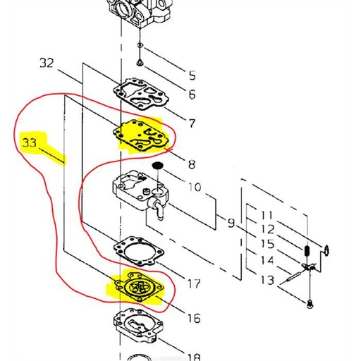 [70097-81920] KIT MEMBRANE PRINCIPALE SHINDAIWA F220, 7009781920, 70097-81920