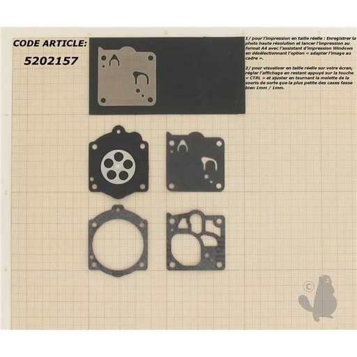 [D1-WJ] Kit membranes carburateur adaptable pour WALBRO. Remplace origine: D1-WJ D10-WJ, 5202157, D10-WJ, 520-2157