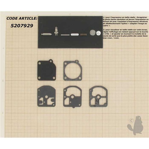 [RB-3] Kit réparation pour carburateur ZAMA monté sur ECHO CS330EVL et 330., RB3WH, 5207929, 520-7929